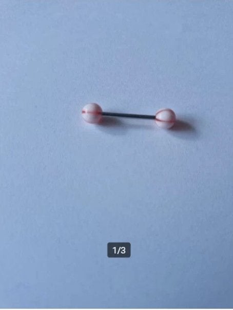 Tongpiercing wit met rode ster nr12, Sieraden, Tassen en Uiterlijk, Piercings, Tongpiercing, Staal, Onbekend, Nieuw