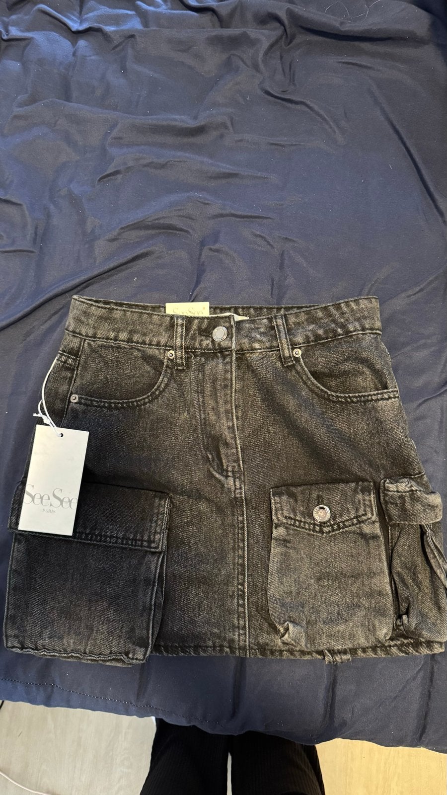 SeeSee Zwarte Cargo Denim Rok - Maat 36 (S), Verzenden, Zwart, Nieuw, Maat 36 (S)