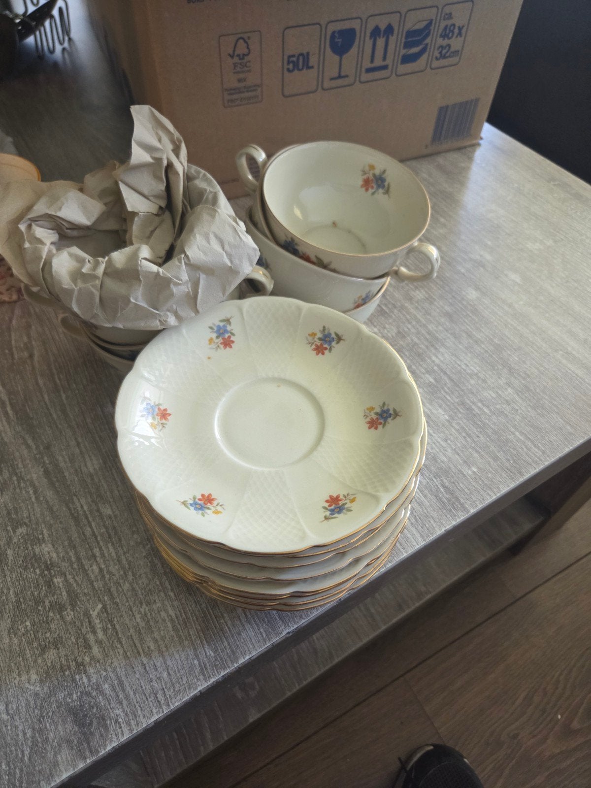 Set van 8 theekopjes/koffiekopjes met schotels P A Bavaria, Ophalen of Verzenden