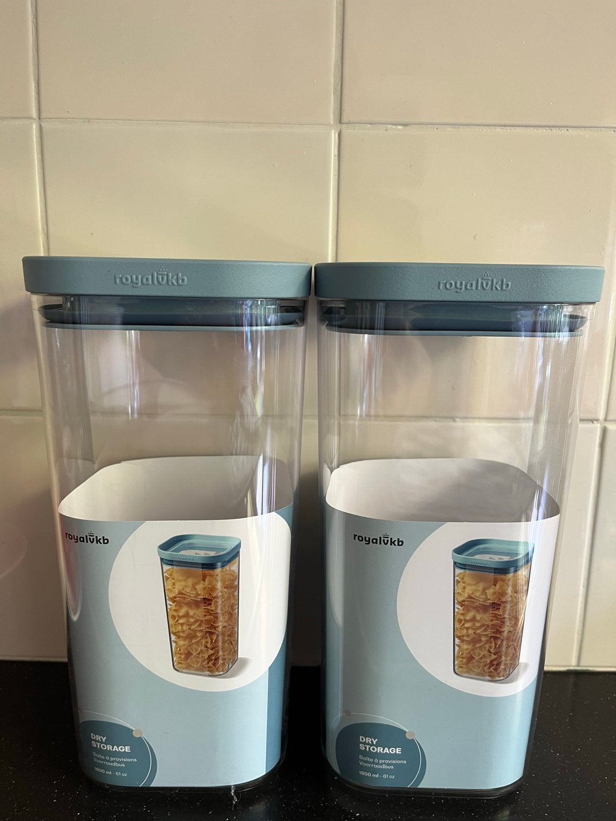 RoyalVKB Voorraadbussen - Set van 2 - 1800 ml, Blauw, Kunststof, Nieuw, Ophalen of Verzenden