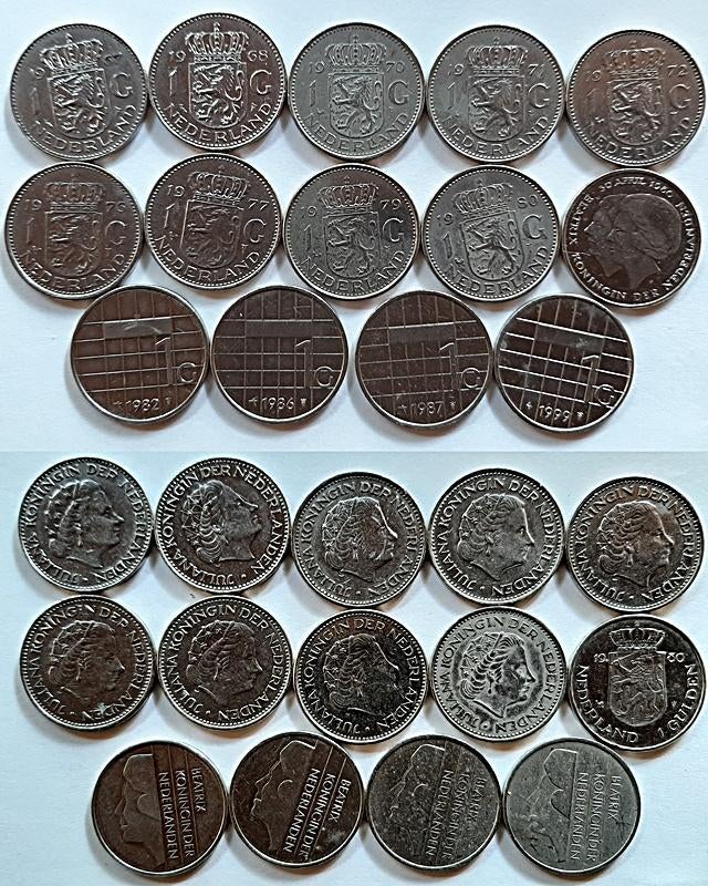14 Nikkelen Guldens 1967-1999, Postzegels en Munten, Munten | Nederland, Verzenden, Koningin Juliana, 1 gulden
