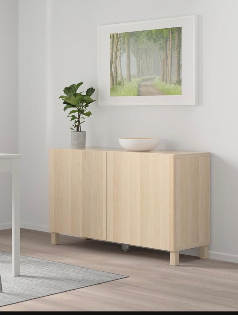 BESTA ikea Opberger met deuren eikeneffect, Huis en Inrichting, Kasten | Overige, Gebruikt, Ophalen