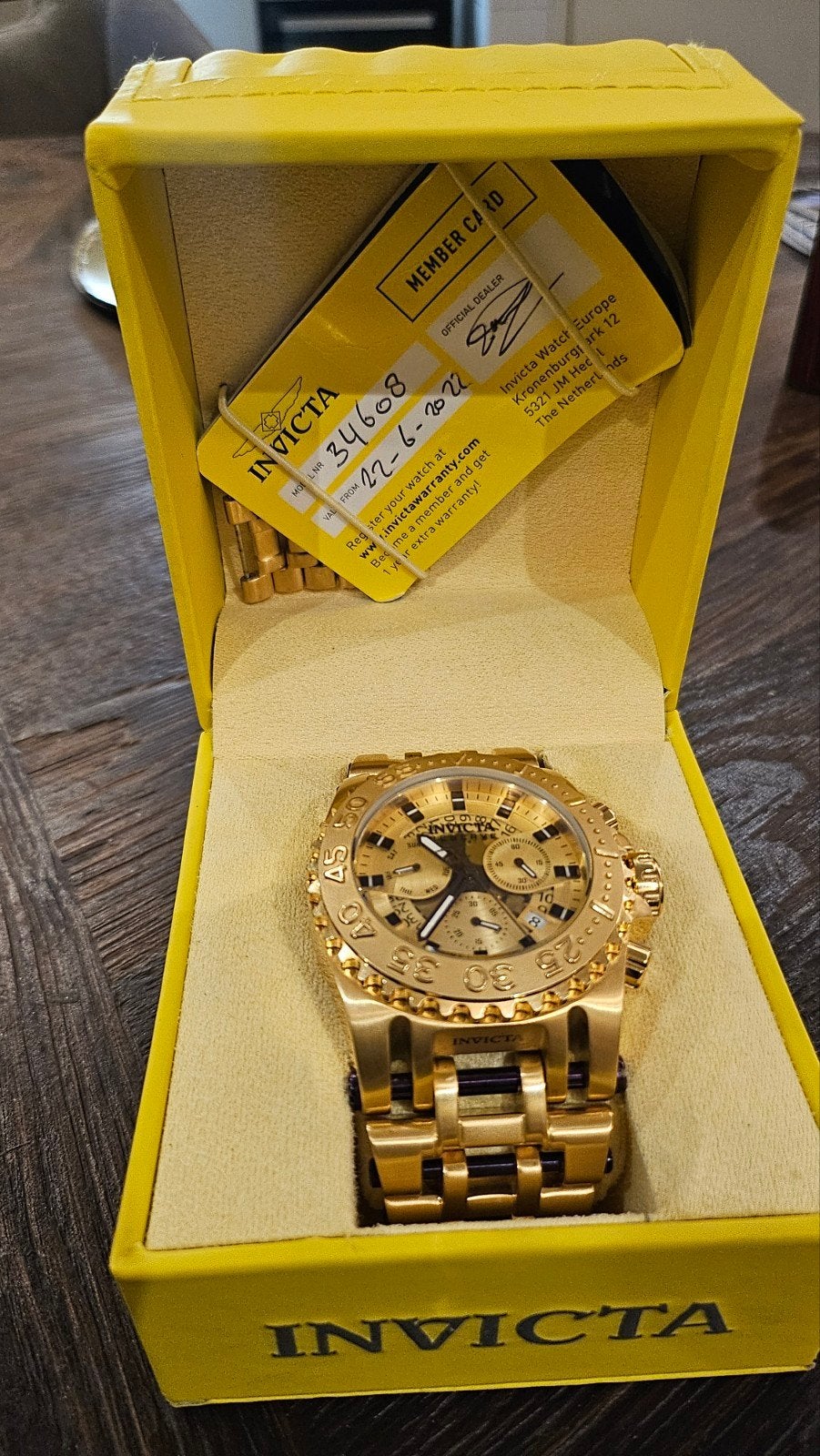 Invicta Reserve Gold Label Polshorloge - Zo goed als nieuw, Overige merken, Polshorloge, Ophalen of Verzenden, Zo goed als nieuw