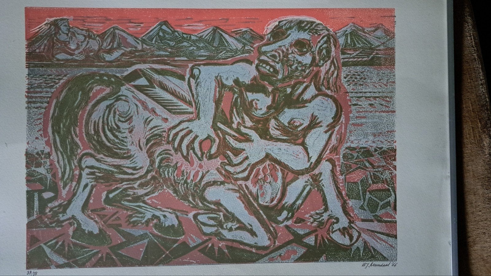 W.J. Rozendaal - Chiron vergiftigd door pijl Herakles (1966), Ophalen of Verzenden