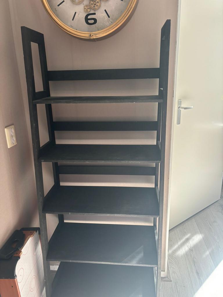 Zwarte open kast met 5 planken, Huis en Inrichting, Zo goed als nieuw, 150 tot 200 cm, 25 tot 50 cm, 50 tot 100 cm