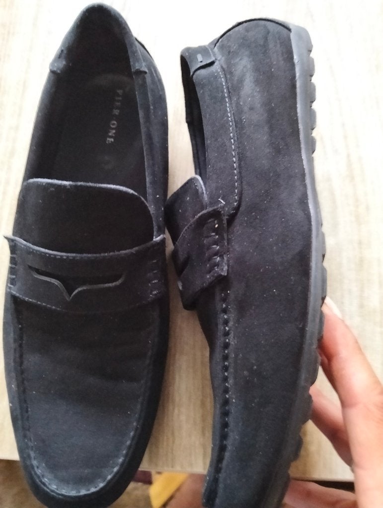 Heren suède leren schoen loafers maat 41 in nieuwstaat, Loafers, Zwart, Pier One, Ophalen of Verzenden