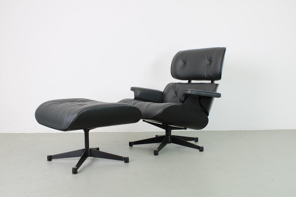 Vitra Eames Lounge Chair met Ottoman, Klassiek, Asphalt, Ophalen, Nieuw