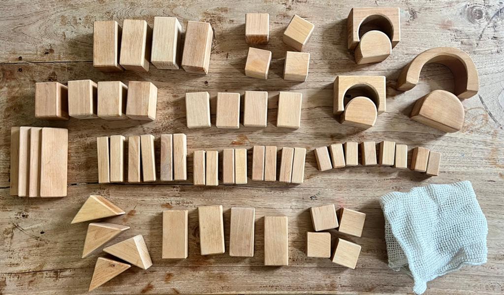Grimm's geo houten bouw blokken, Ophalen of Verzenden, Gebruikt, Overige merken