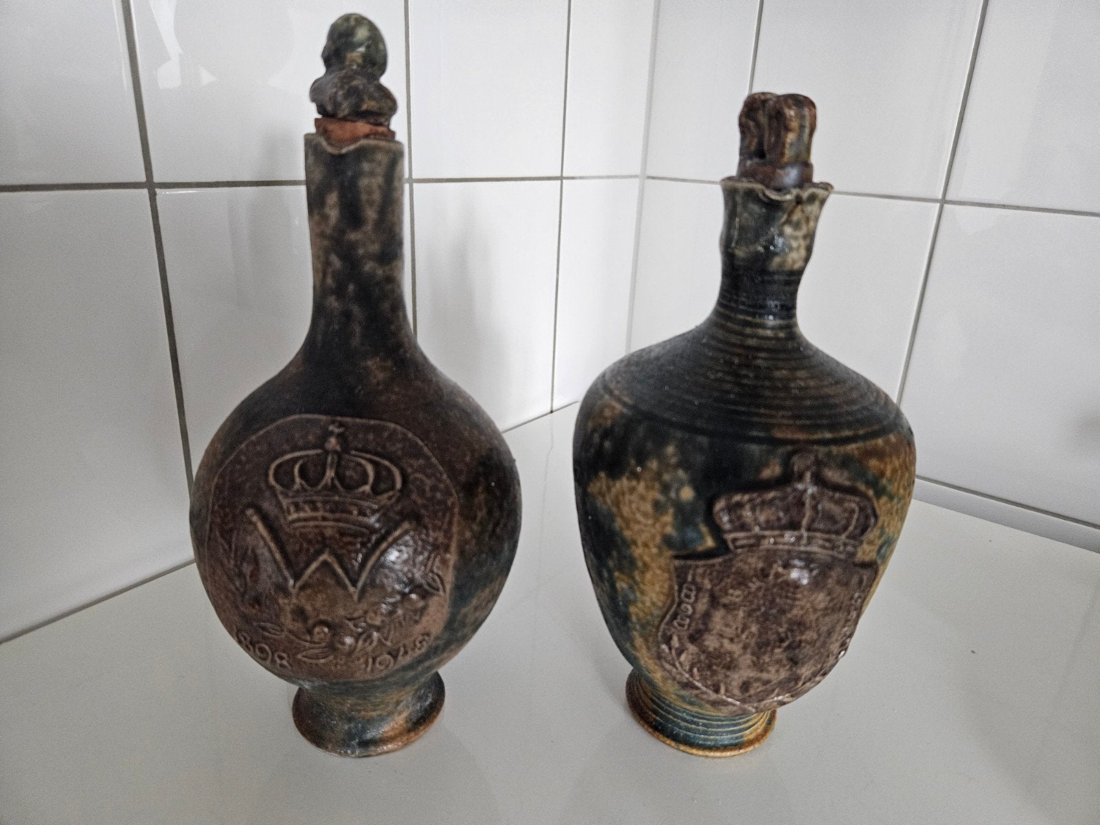2 keramische likeurkruikjes Coomans Beesel, Ophalen of Verzenden
