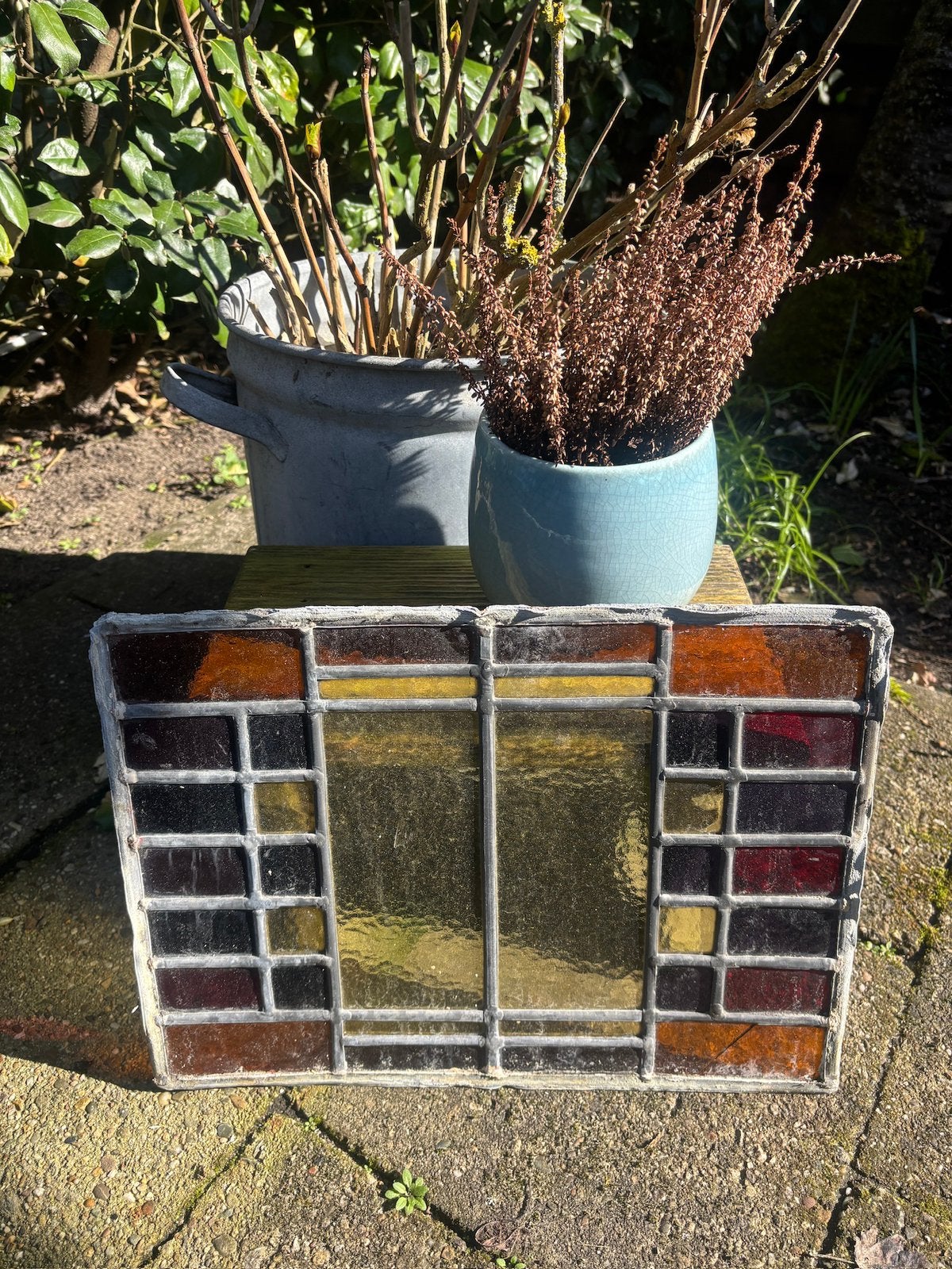 Glas in lood raam - jaren 30, Ophalen, Gevelraam of Ruit, Minder dan 80 cm, Glas in lood