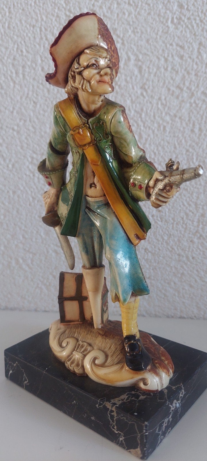 Vintage Fontanini Piratenbeeldje op Marmeren Voet, Ophalen of Verzenden