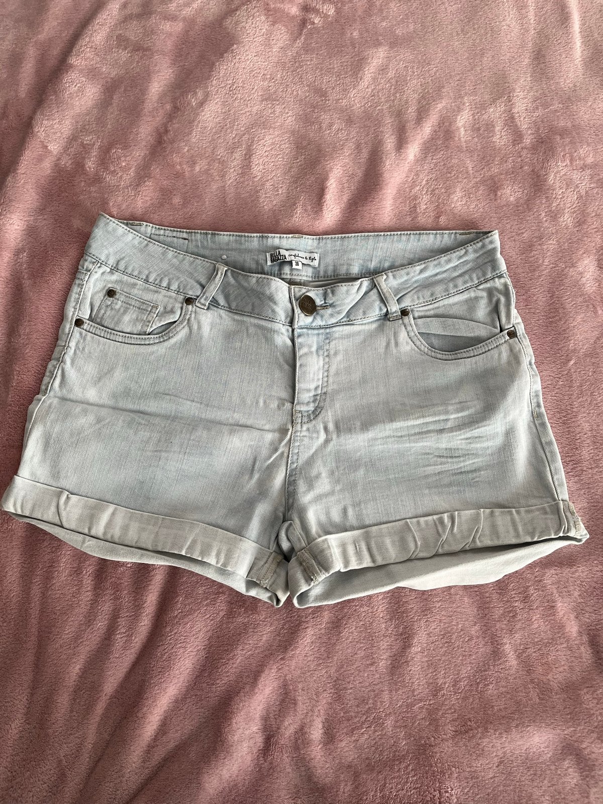 Bella Ragazza lichtblauwe denim shorts - Maat 38, Maat 38/40 (M), Kort, Blauw, Ophalen of Verzenden