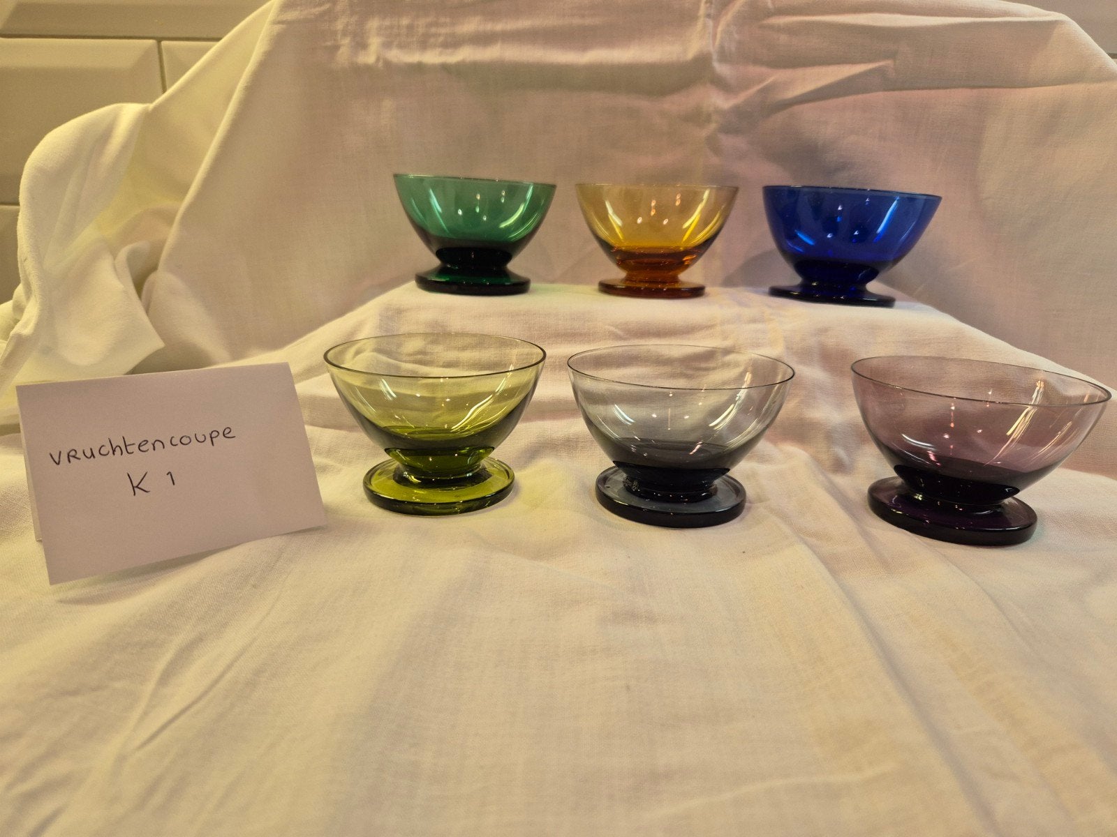 set van 6 vruchtencoupes carnaval k1 maastrichts, Antiek en Kunst, Ophalen of Verzenden