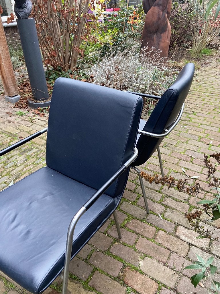 1x Gelderland Zoom Young International eetkamerstoel, Ophalen, Gebruikt, Leer, Blauw