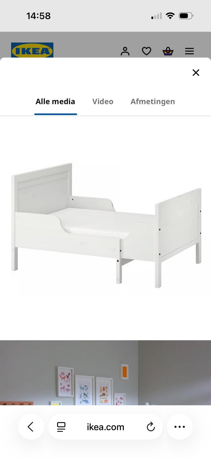 SUNDVIK Meegroeibed, wit,, Kinderen en Baby's, Kinderkamer | Bedden, Ophalen, 70 tot 85 cm, Zo goed als nieuw, Matras