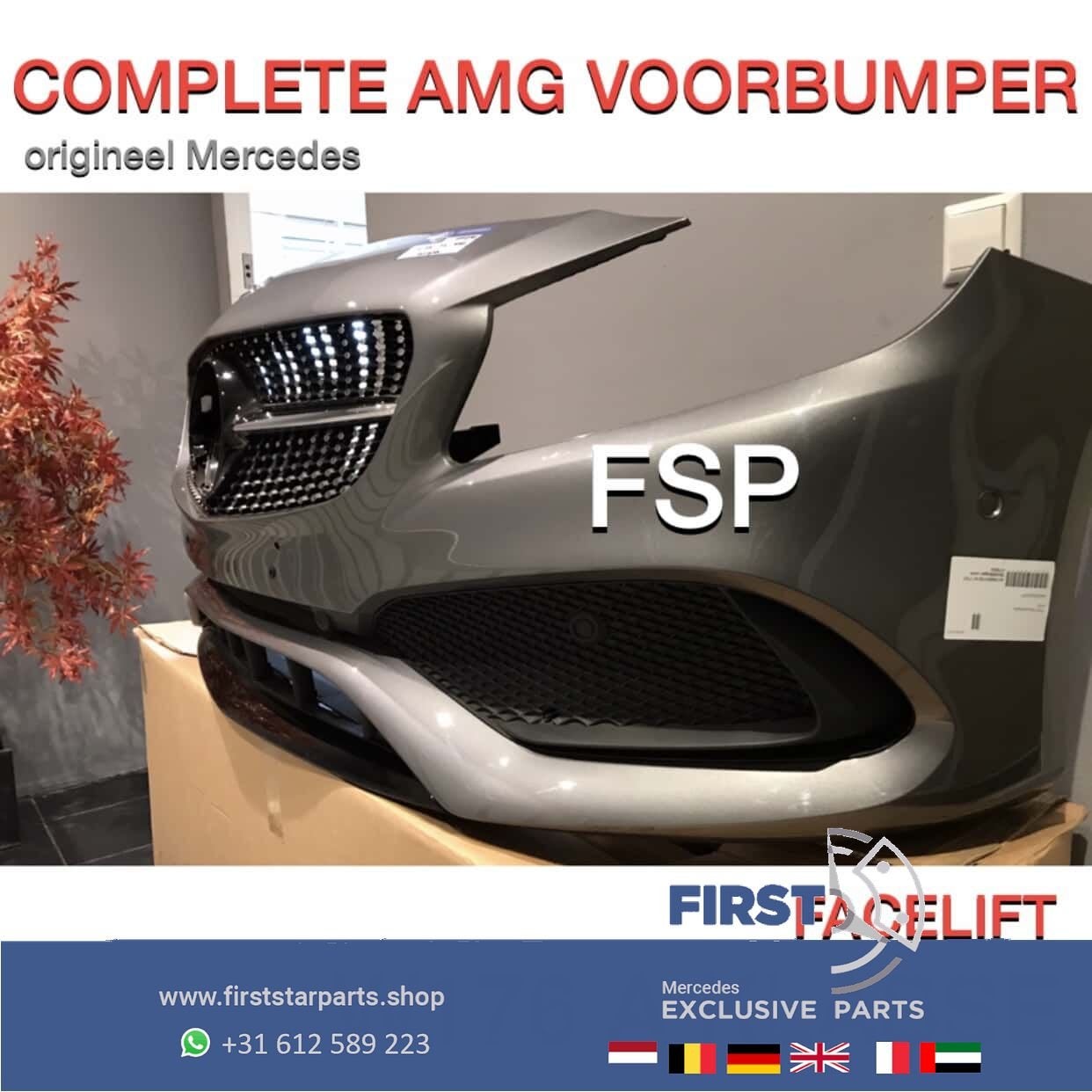 W176 FACELIFT AMG VOORBUMPER GRIJS COMPLEET + DIAMOND GRIL O, Gebruikt, -, Voor, Ophalen of Verzenden