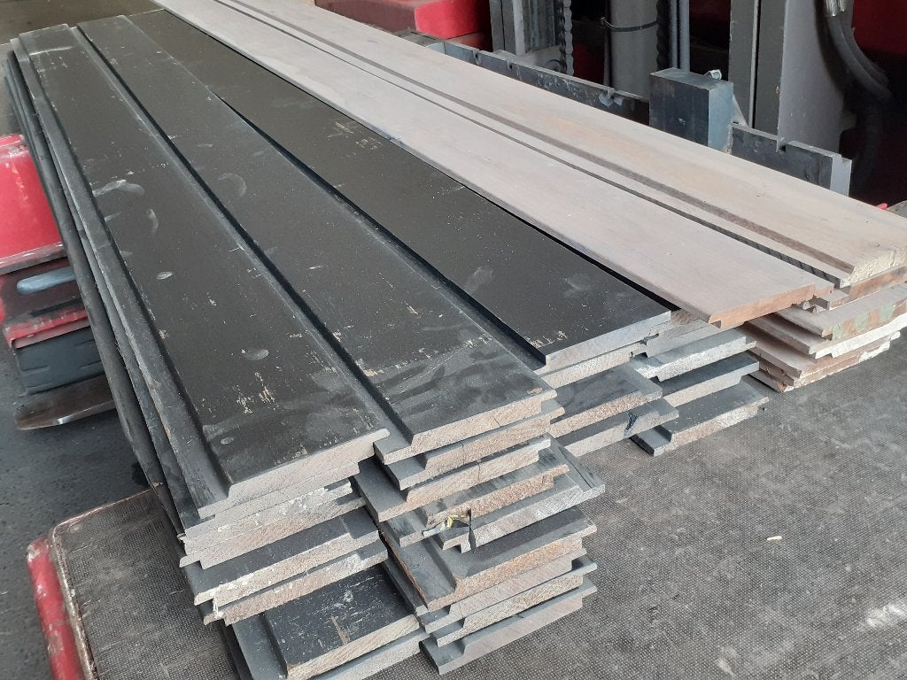 Partij b-sortering Thermo Fraké rabatdelen - 12m2 totaal, Ophalen of Verzenden, 180 tot 250 cm, Planken, Hardhout