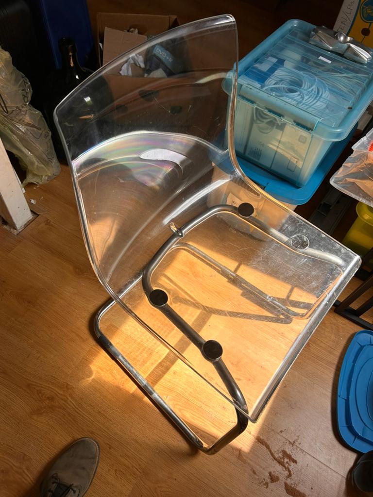 Transparante plastic stoel, Ikea, Ophalen, Gebruikt, Overige kleuren, Metaal