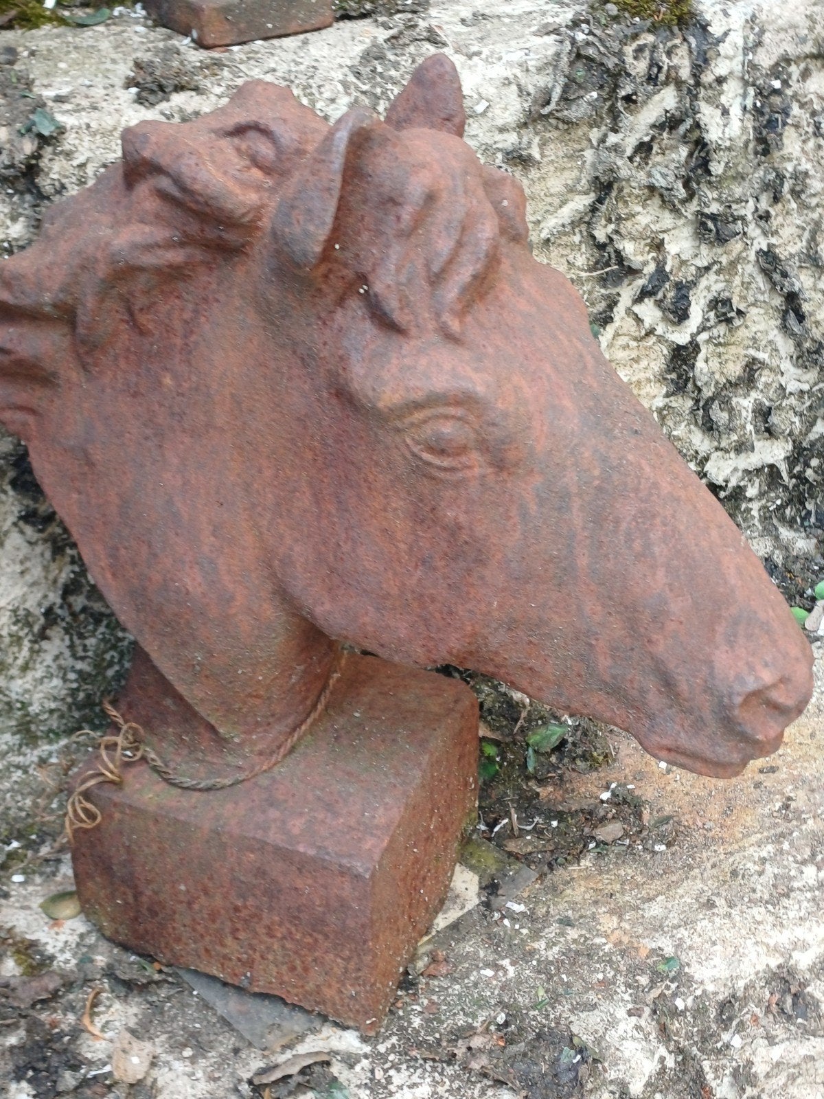 Gietijzer paardenhoofd, Tuin en Terras, Ophalen, Zo goed als nieuw, Metaal, Dierenbeeld