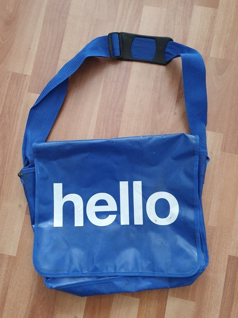 Blauwe schoudertas Hello Goodbye tas, Sieraden, Tassen en Uiterlijk, Tassen | Schoudertassen, Ophalen of Verzenden, Blauw