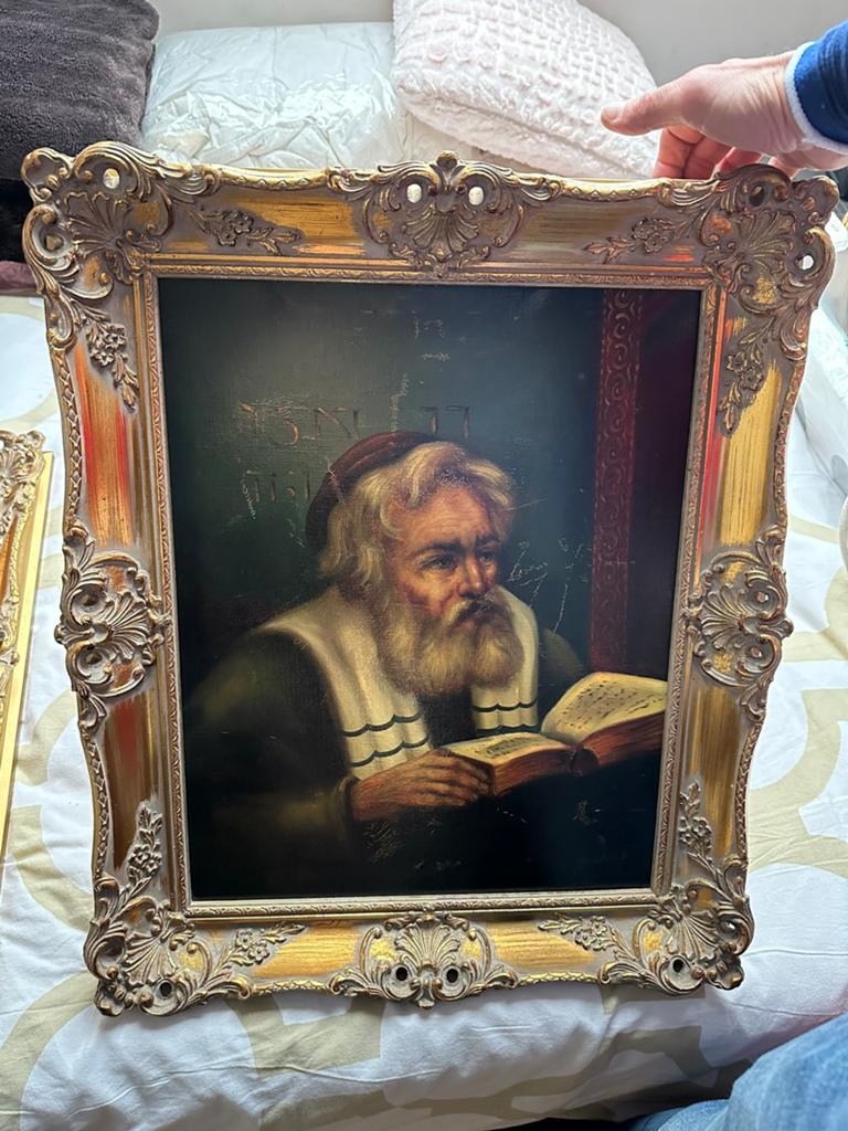 Replica schilderij rabbijn met barok gouden sierlijst, Ophalen of Verzenden