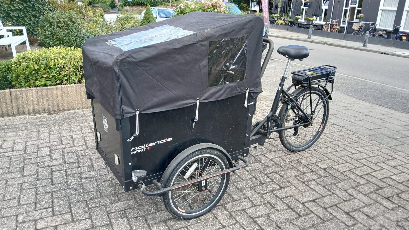 Hollandia Infini-E elektrische bakfiets MET GEBREKEN, Gebruikt, Elektrisch, 2 kinderen, Trommelrem