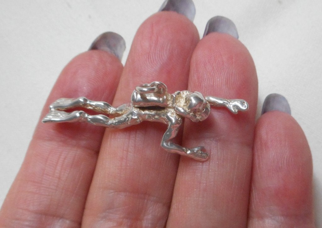 Zilveren vintage hanger duiker nr.1521, Sieraden, Tassen en Uiterlijk, Verzenden, Zo goed als nieuw, Zilver, Zilver