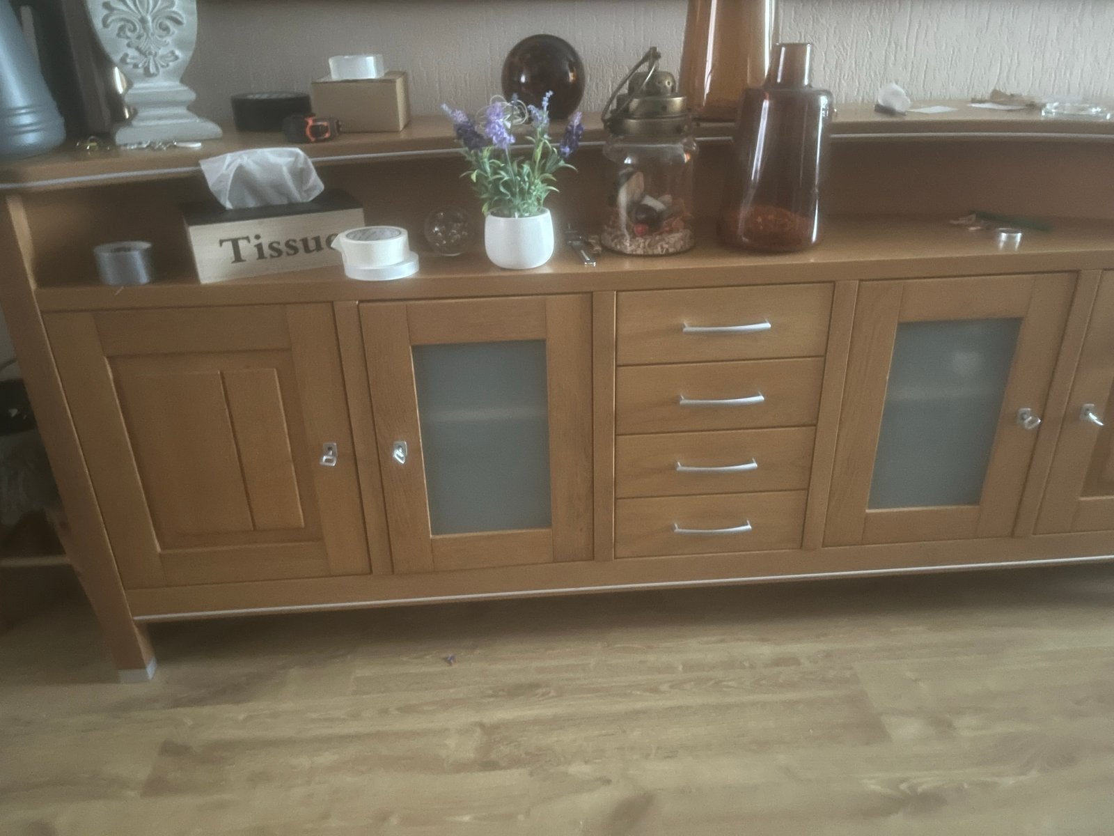 Eikenhouten dressoir met lades en deuren, Huis en Inrichting, Ophalen, Gebruikt, 150 tot 200 cm, Eikenhout