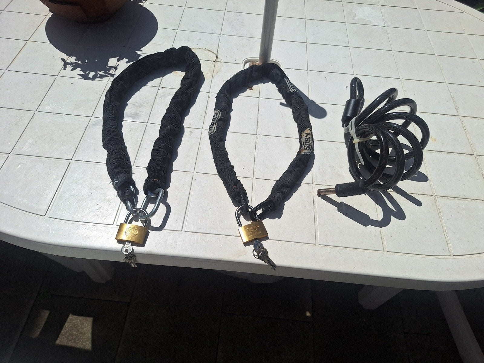 3ketting sloten +1insteekslot,80 cm lang,6,00 per stuk, Ophalen of Verzenden, Gebruikt, Kettingslot