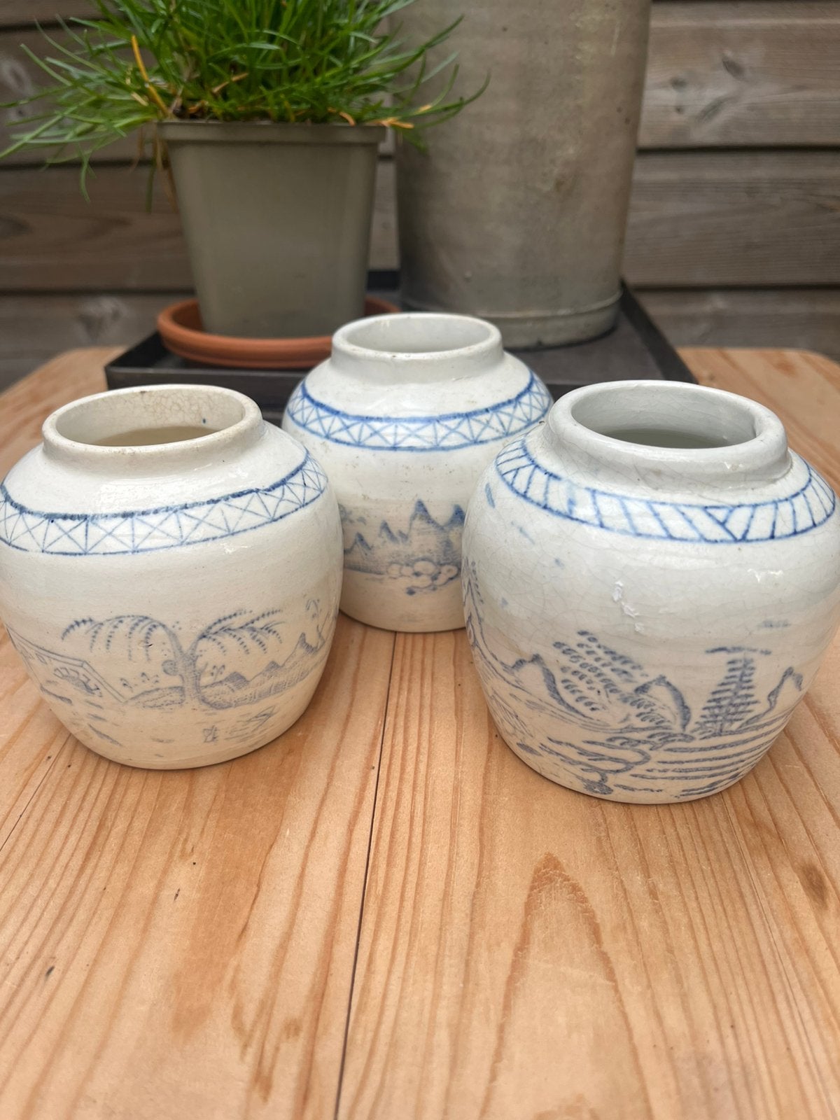 3 antieke chinese mosterdpotjes in een koop 25 euro !!, Ophalen of Verzenden