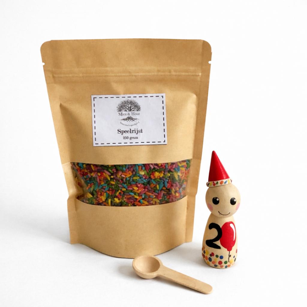 Feest pegdoll met zakje speelrijst van 250 gram, Ophalen of Verzenden, Nieuw, Jongen of Meisje