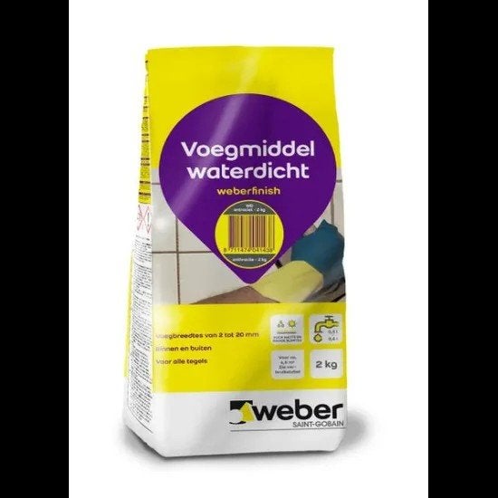 Weber Voegmiddel Waterdicht - 2 kg - antreciet, Ophalen of Verzenden, Nieuw, Overige materialen, 10 m² of meer