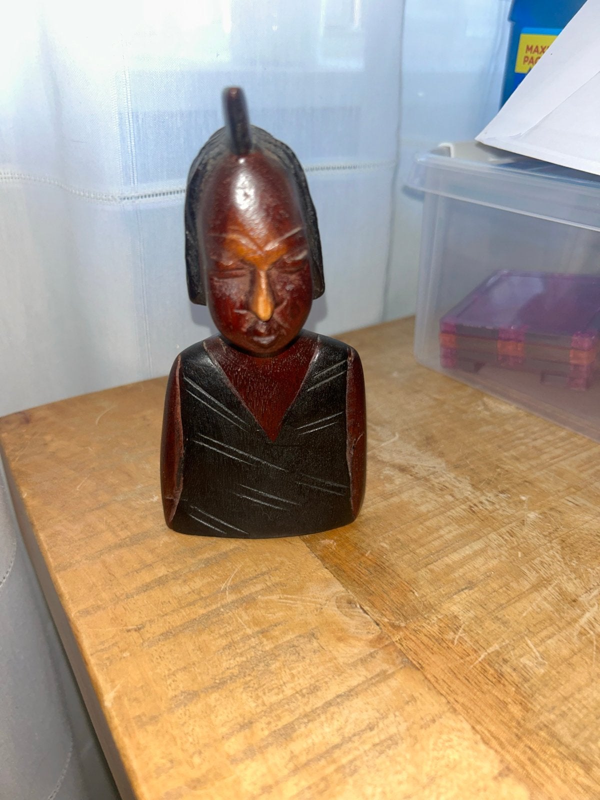 Handgesneden houten buste - Afrikaanse stijl, Antiek en Kunst, Kunst | Beelden en Houtsnijwerken, Minder dan 20 cm, Buste, Ophalen of Verzenden