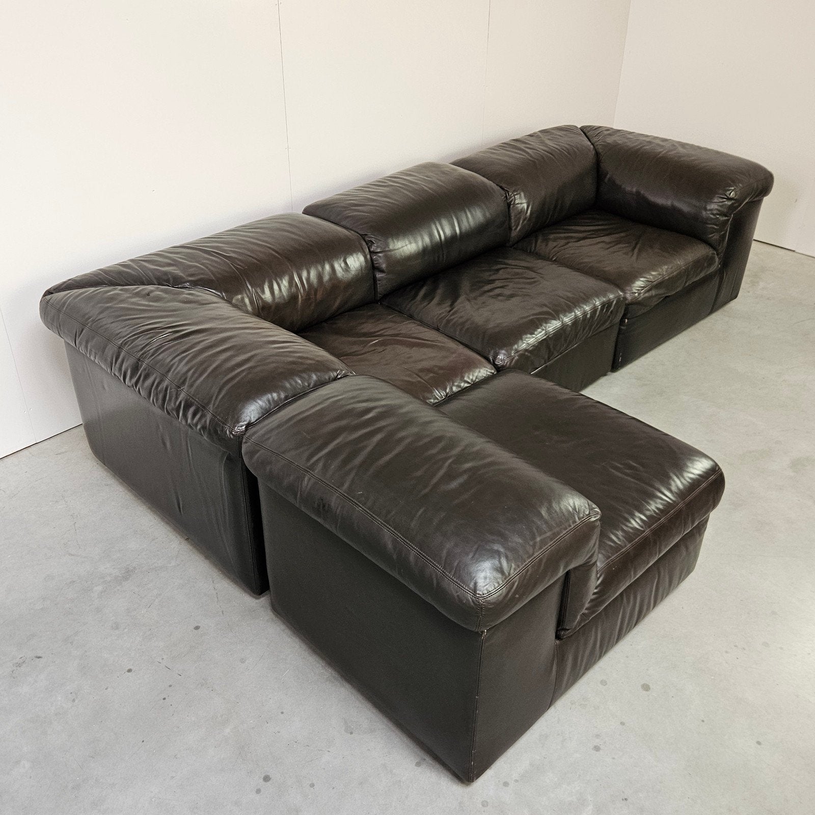 Vintage modulaire leren bank, Durlet, model Jeep, Ophalen of Verzenden