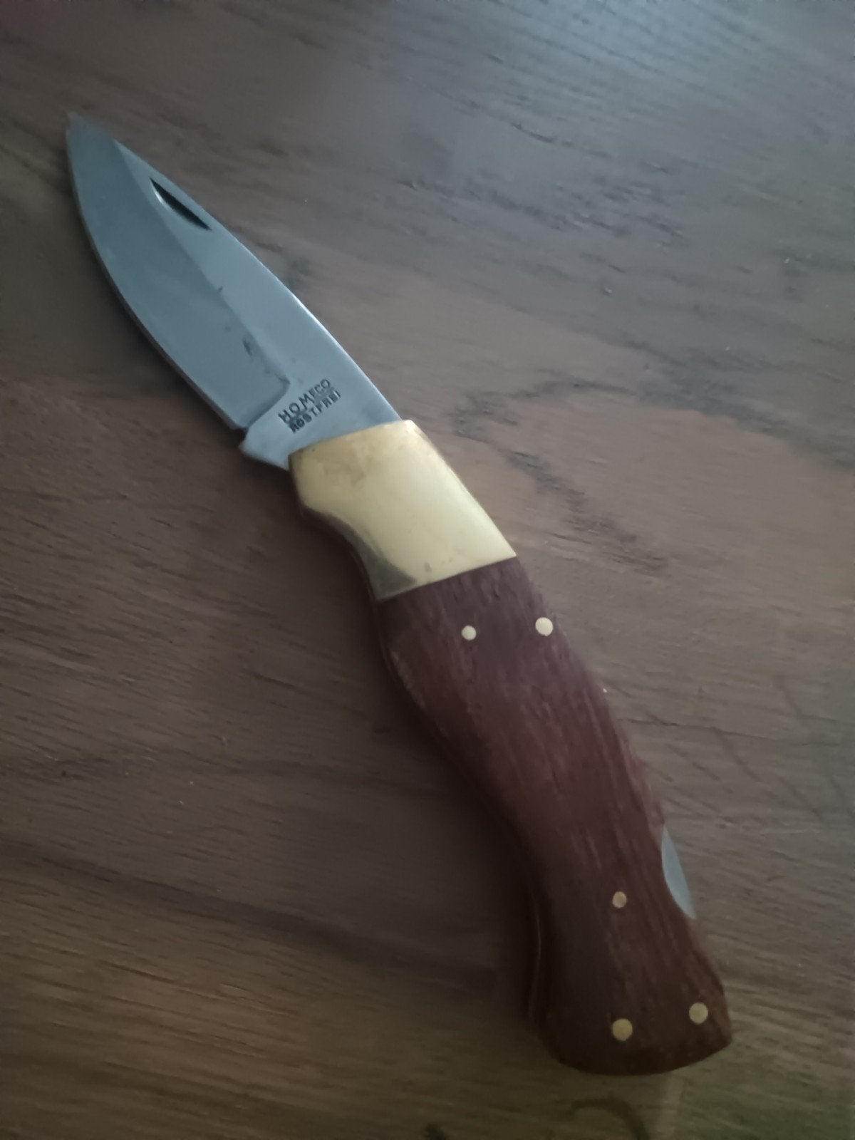 opvouwbaar zakmes jachtmes met houten handvat, Ophalen of Verzenden, Overige soorten, Mes of Dolk