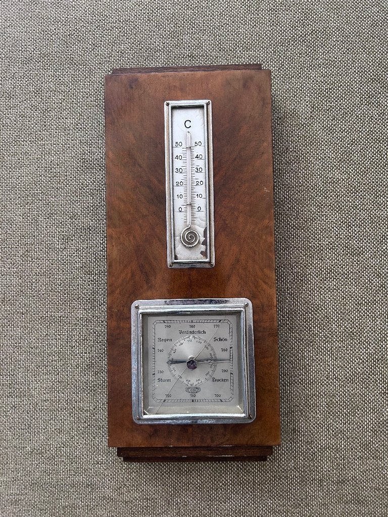 Vintage Weerstation met Barometer en Thermometer, Ophalen, Gebruikt, Barometer