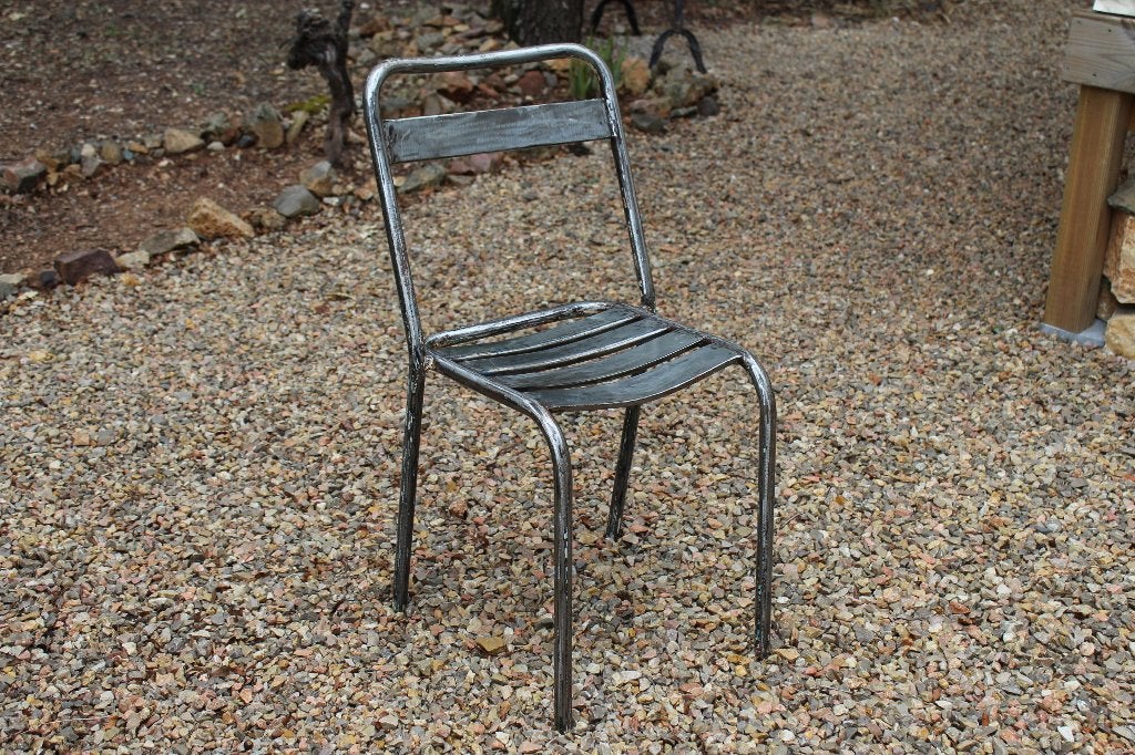 Brocante - Stoere stalen stoel!, Ophalen, Gebruikt, Metaal, Industrieel
