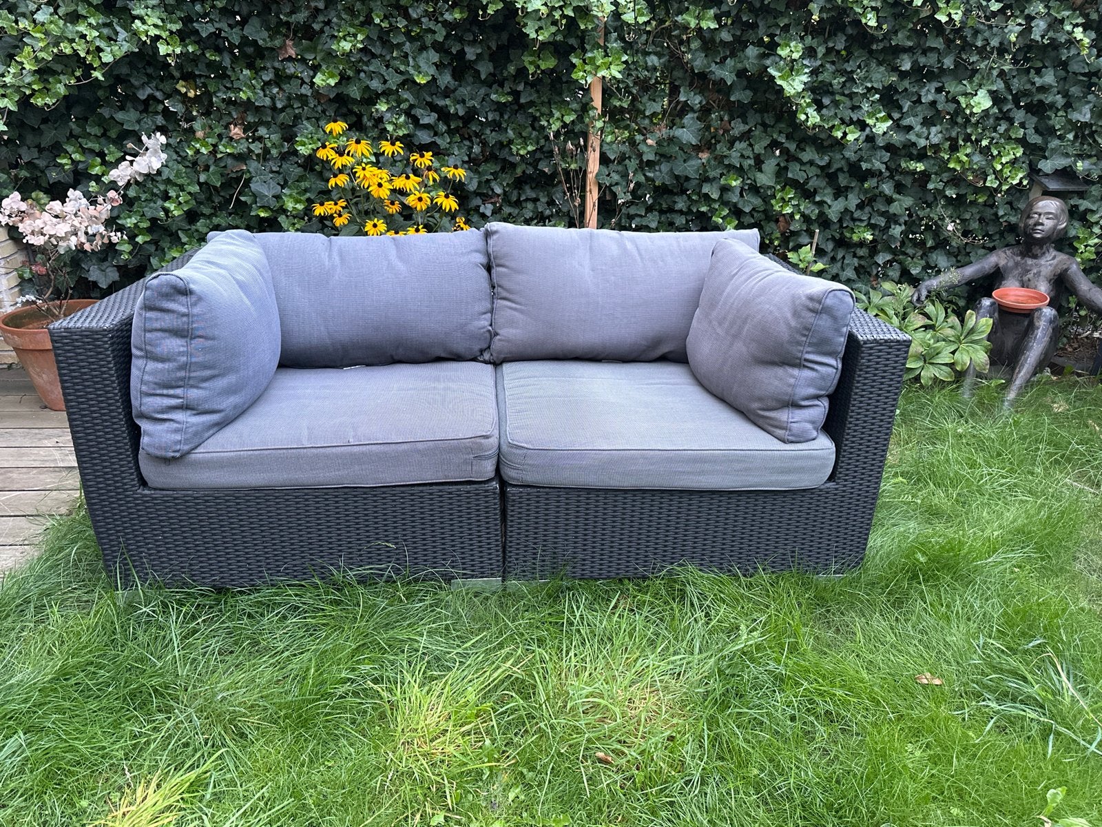 Comfortabele Wicker Loungeset - 2-zitsbank, Tuin en Terras, Gebruikt, Loungeset, Wicker, Bank