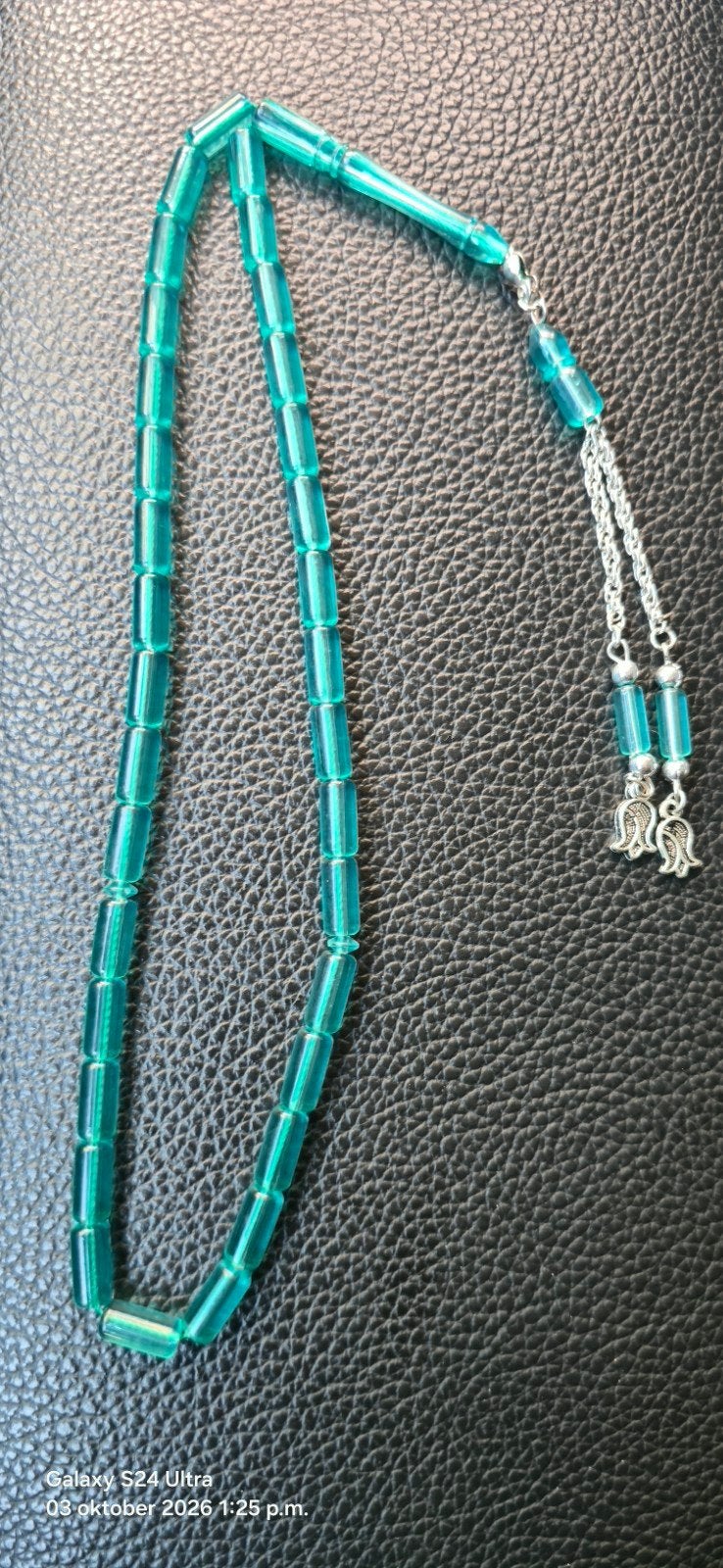 tesbih turquoise uçak camı, Sieraden, Tassen en Uiterlijk, Ophalen of Verzenden, Zo goed als nieuw, Groen, Kunststof of Plastic