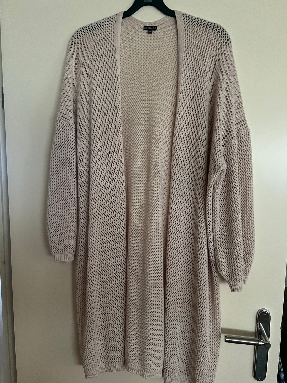 EXXELENT Lang Vest Maat 50 - Beige Open Gebreid Vest, Ophalen of Verzenden, Zo goed als nieuw, Beige