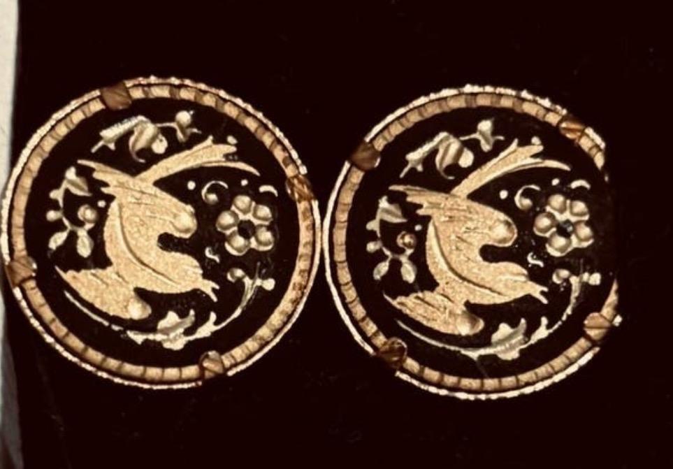 Vintage Vergulde Manchetknopen met Vredesduif Design, Ophalen of Verzenden, Gebruikt, Goud, Verguld