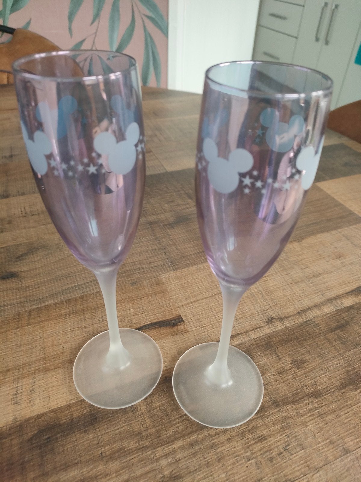 Set van 2 Disney Mickey Mouse champagneglazen, Ophalen, Overige stijlen, Zo goed als nieuw, Glas