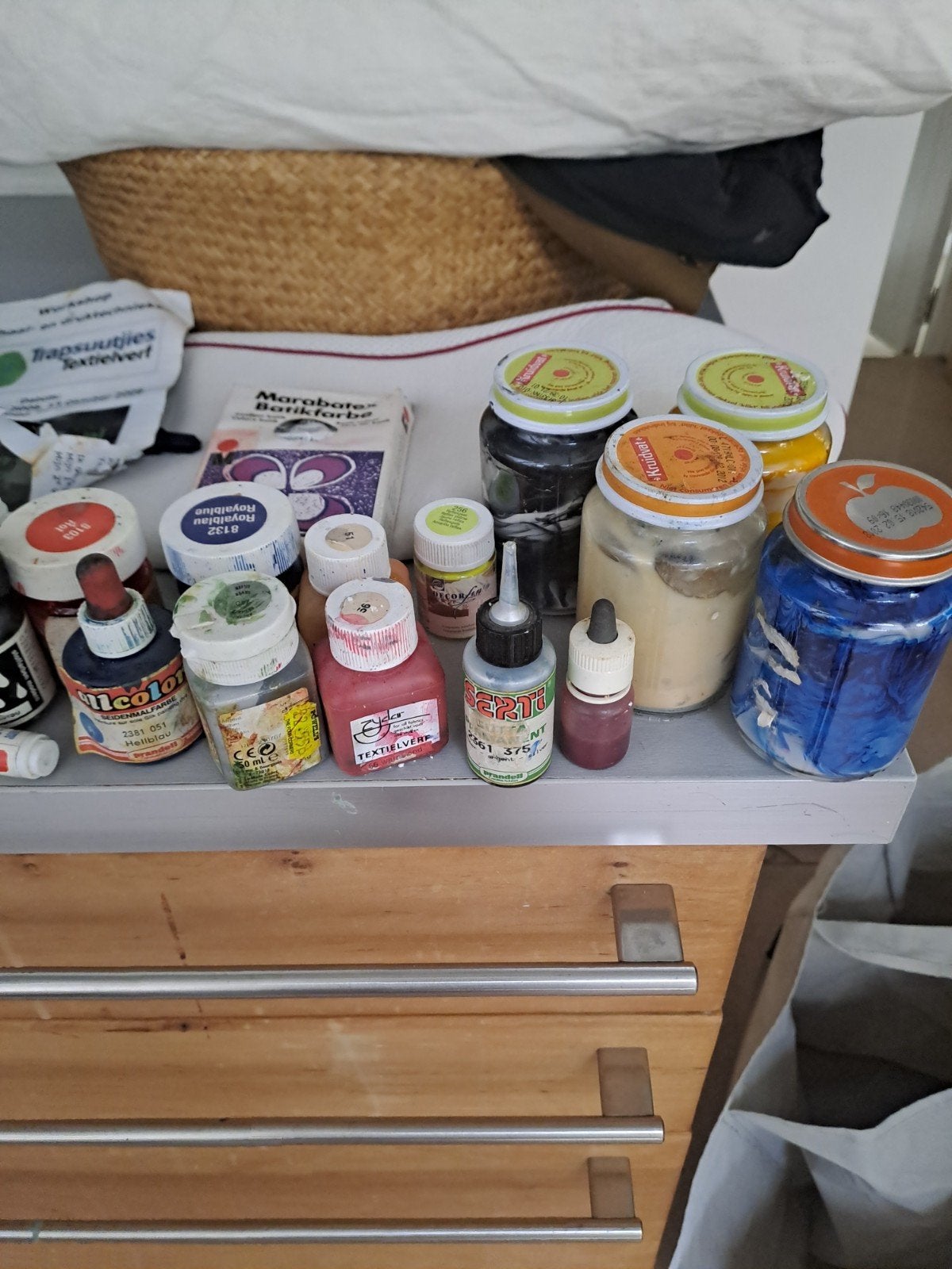 Textielverf voor zijde, T-shirts en batik met 2 tjantings, Hobby en Vrije tijd, Ophalen of Verzenden, Gebruikt