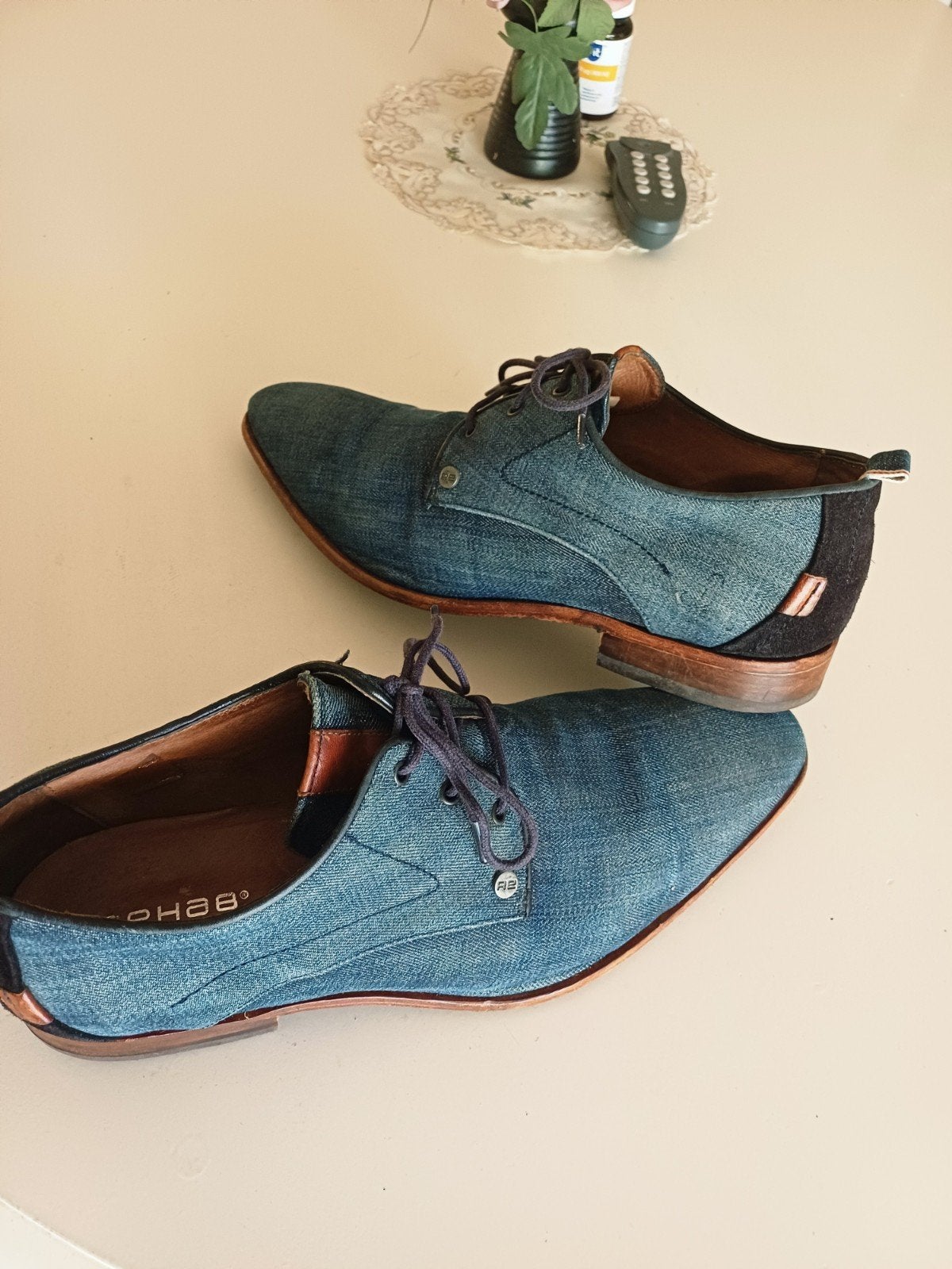 prachtige Rehab  veterschoenen , maat 45 ., Blauw, Ophalen of Verzenden, Zo goed als nieuw, Rehab