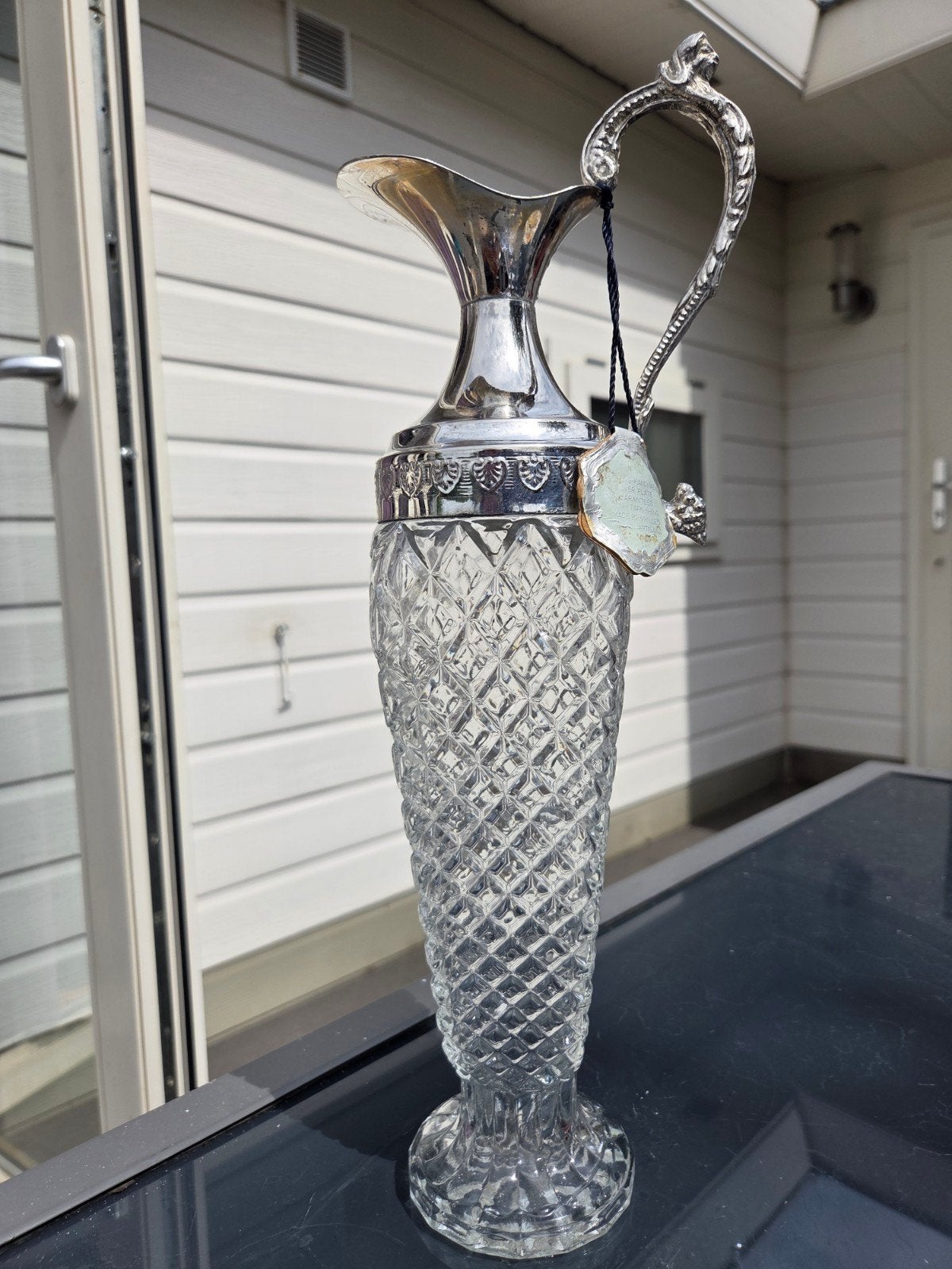 Metalsil Italiaanse handgemaakte verzilverde kristal karaf, Ophalen of Verzenden