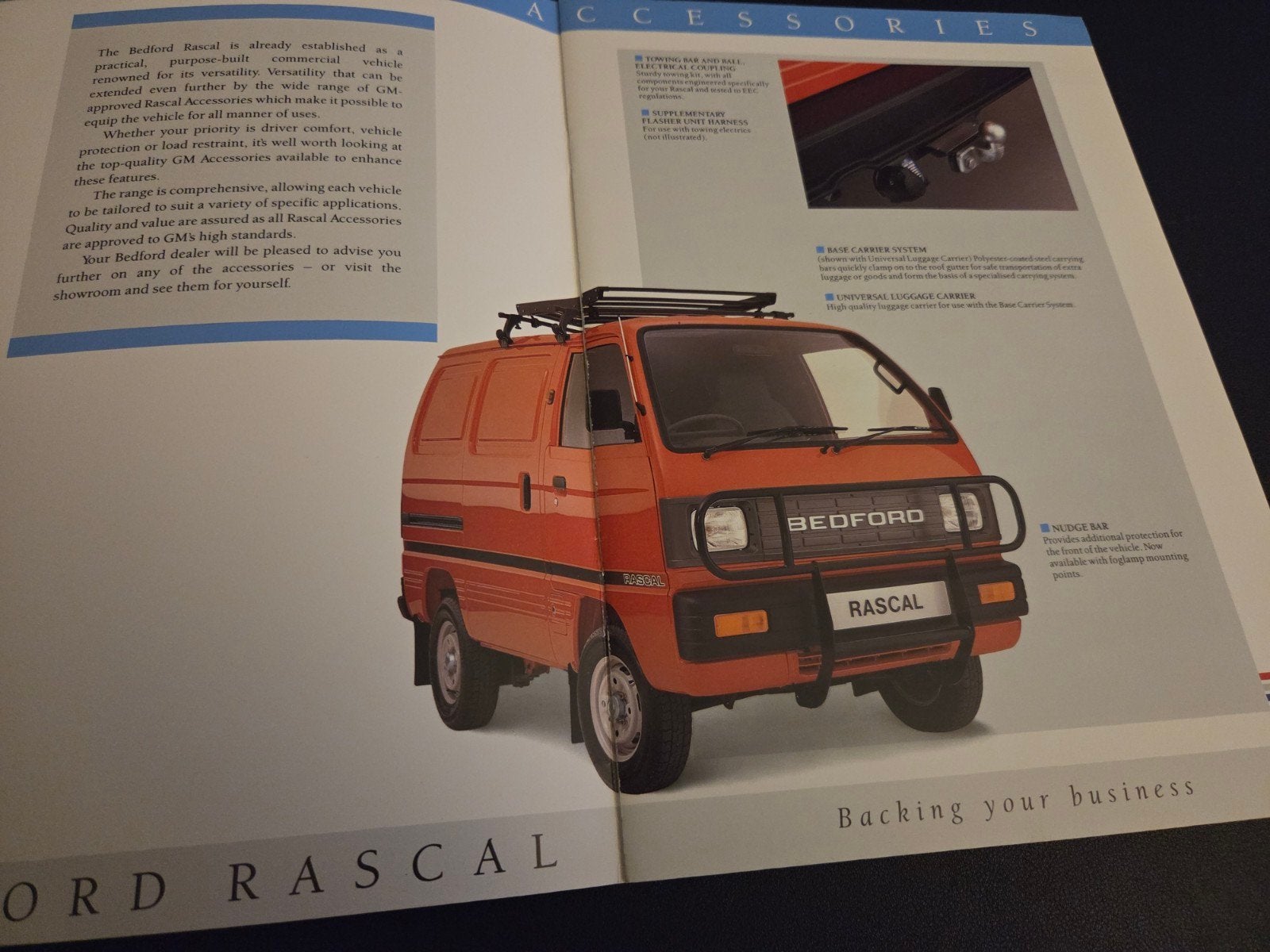 Brochure Bedford Rascal accessoires 1988, Ophalen of Verzenden, Zo goed als nieuw, Overige merken