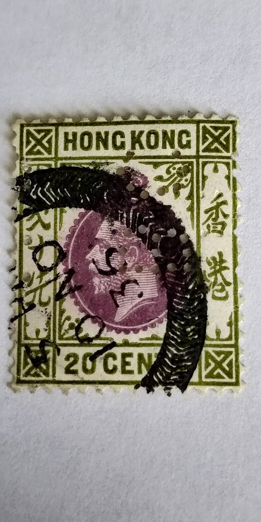 HongKong 1907 Michel 94 met PERFIN BC zeldzaam € 0,15, Verzenden