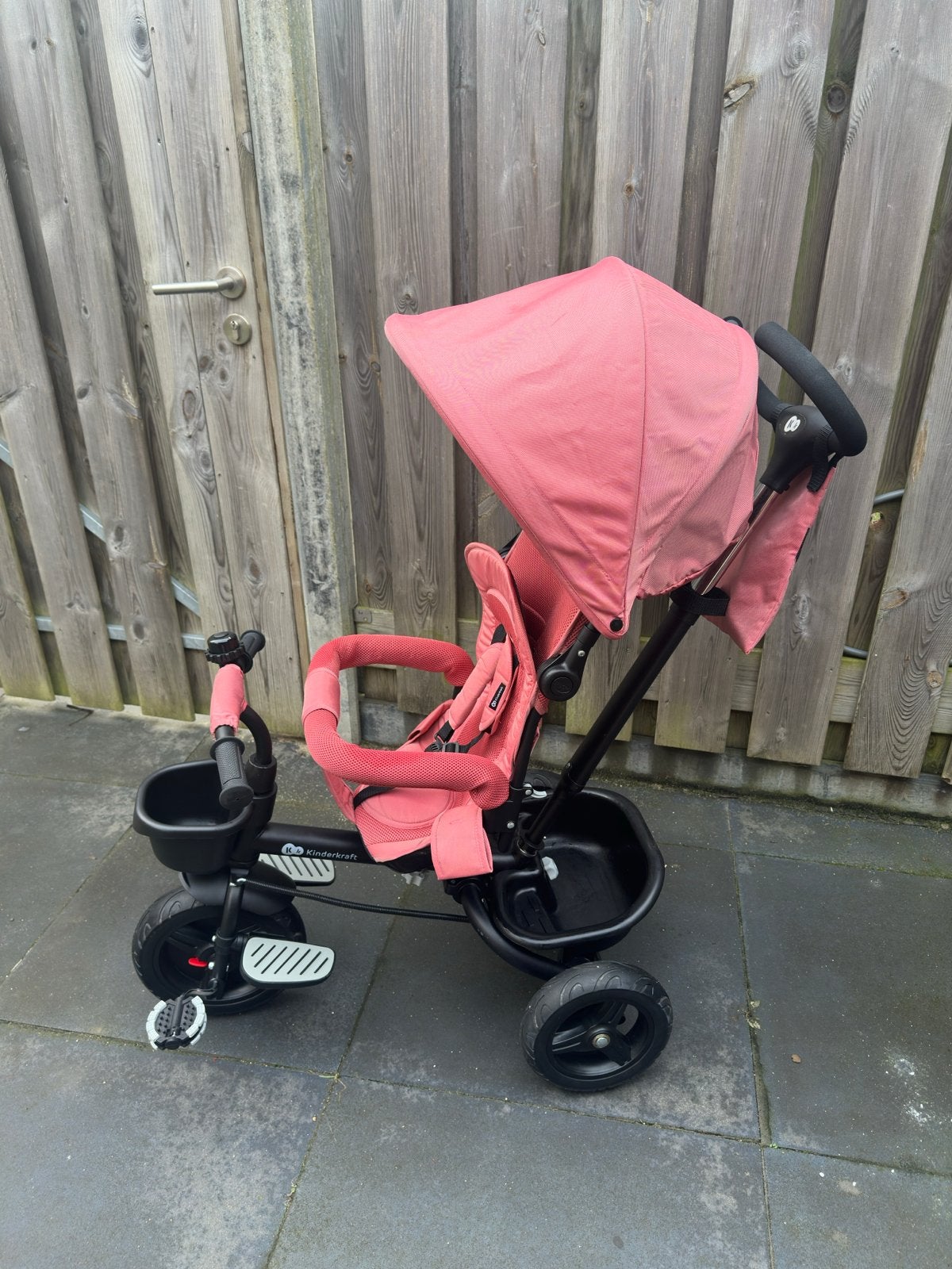 Kinderkraft driewieler buggy met duwstang en zonnekap - Roze, Ophalen, Gebruikt, Minder dan 16 inch