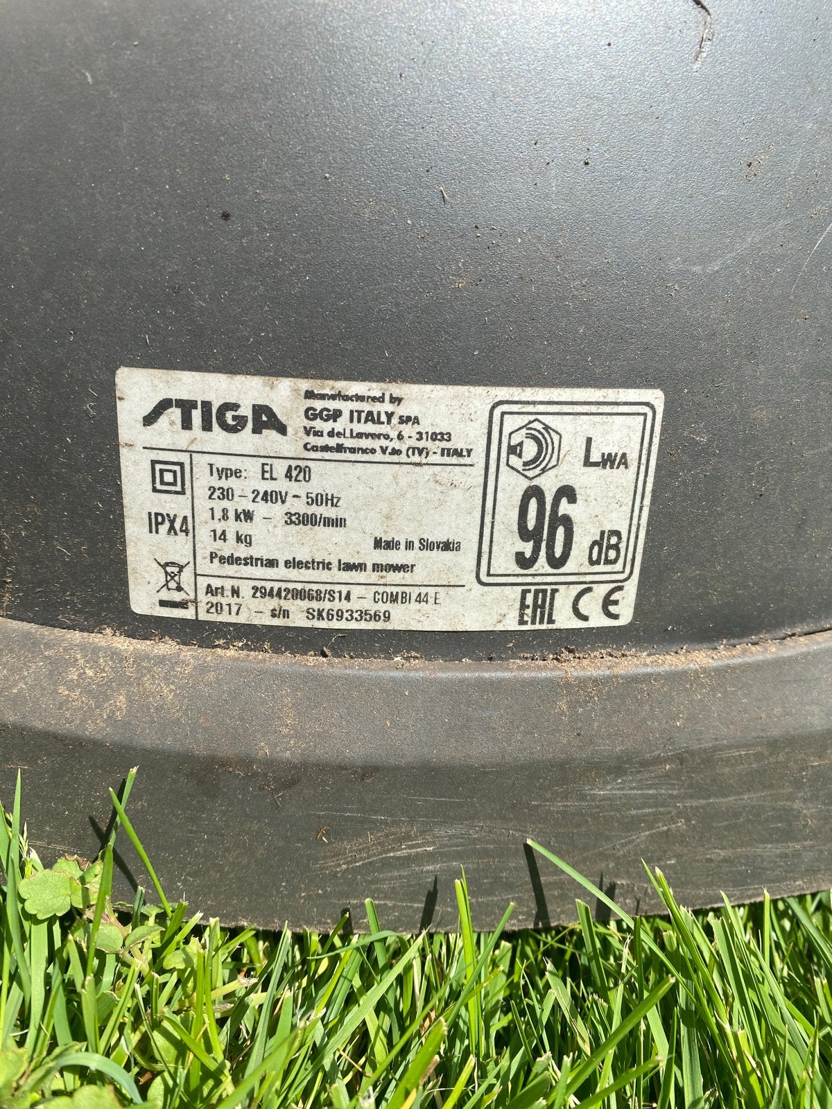 Stiga EL 420 Elektrische Grasmaaier met Bosch Trimmer, Ophalen, Cirkelmaaier, Gebruikt, Elektrische grasmaaier