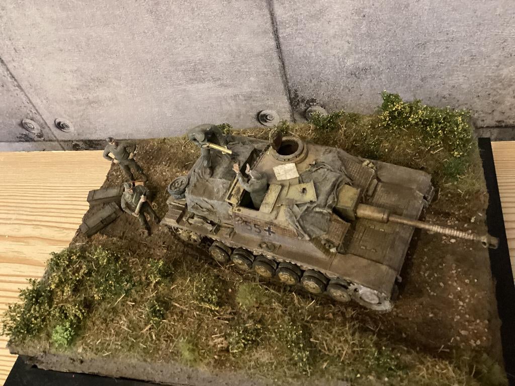 Diorama Duitse tank 32x21 cm, Verzamelen, Militaria | Tweede Wereldoorlog, Ophalen of Verzenden, Duitsland